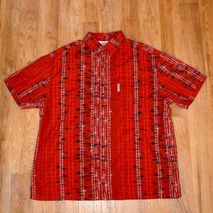 Columbia Red PFG Vented Button‎ Front Fishing Shirt Sz LG